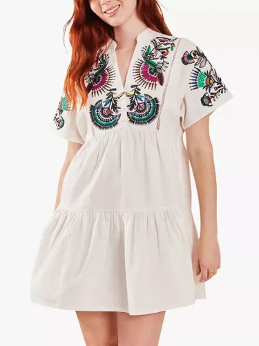 Accessorize Fan Embroidered Cover Up Dress, White/Multi - White/Multi - Female