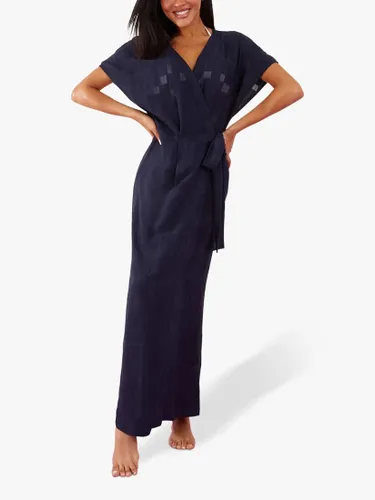 Accessorize Geo Jacquard Wrap Dress, Dark Blue - Dark Blue - Female