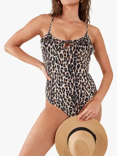 Accessorize Leopard Frill Swimsuit, Brown/Multi - 69% nylon, 31% elastane - Female