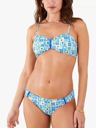 Accessorize Retro Tiled Bikini Top, Blue/Multi - Blue/Multi - Female