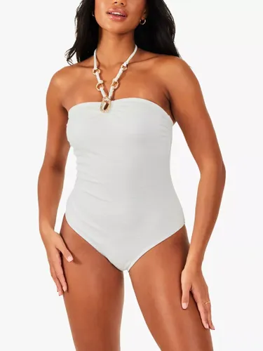 Accessorize Ring Detail Halterneck Swimsuit, White - White - Female