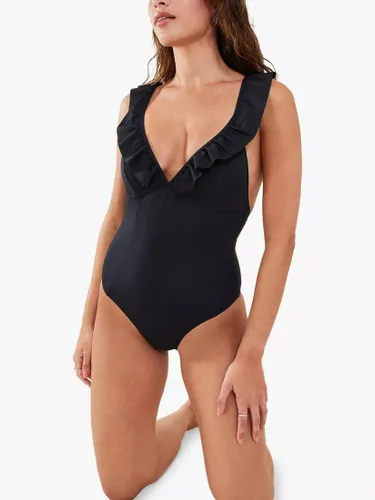 Accessorize Ruffle Detail Shaping Swimsuit, Black - Black - Female