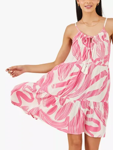 Accessorize Squiggle Print Tiered Dress, Pink/Multi - Pink/Multi - Female