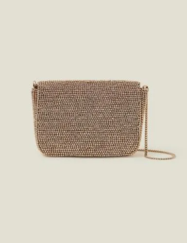 Accessorize Womens Beaded Chain Strap Clutch Bag - Gold, Gold