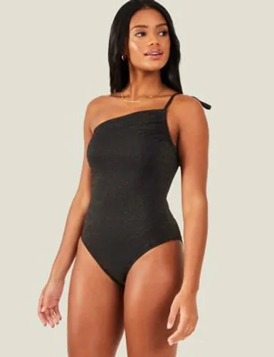 Accessorize Womens One Shoulder Swimsuit - 20 - Black, Black