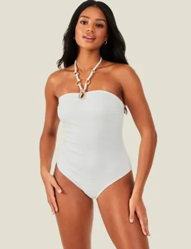 Accessorize Womens Ring Detail Bandeau Swimsuit - 14 - White, White