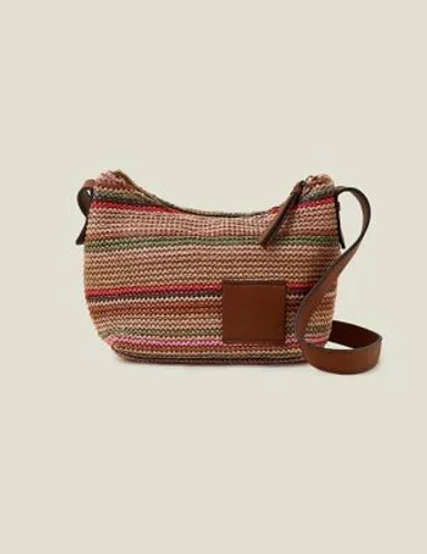 Accessorize Womens Woven Striped Cross Body Bag - Natural Mix, Natural Mix