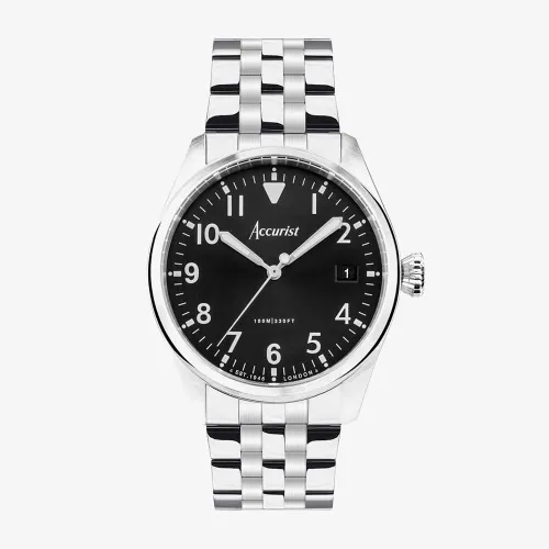 Accurist Aviation Silver & Black Watch 76000