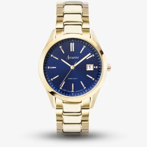 Accurist Everyday Gold Tone Plated Navy Dial Watch 74015