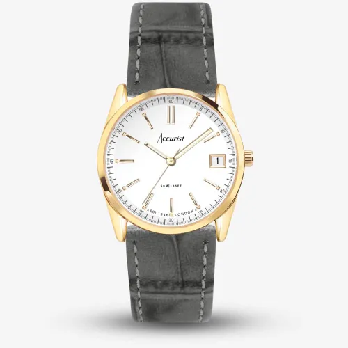 Accurist Everyday Grey Leather Strap Watch 74000