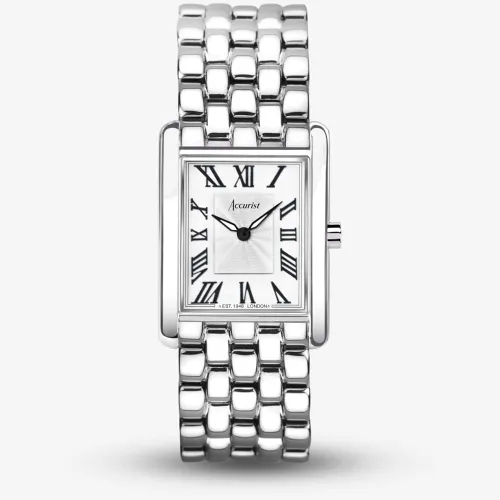 Accurist Rectangle Silver White Dial Watch 71006
