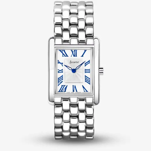 Accurist Rectangle Silver With Blue Roman Numerals Watch 71007