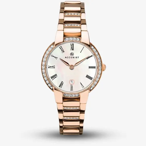 Accurist Rose Gold Plated Mother Of Pearl Watch 8299