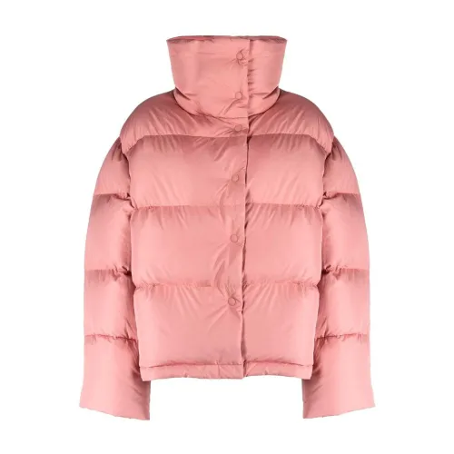 Acne Studios , Blush Pink Logo-Print Puffer Jacket ,Pink female, Sizes: