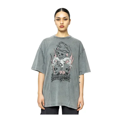 Acne Studios , Faded Black T-Shirt - Versatile and Stylish ,Gray female, Sizes: