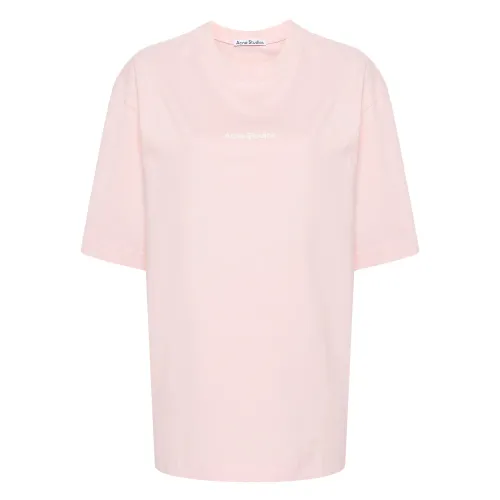 Acne Studios , Logo-Print Cotton T-Shirt ,Pink male, Sizes: