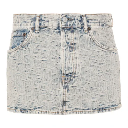 Acne Studios , Monogram Jacquard Denim Skirt ,Blue female, Sizes: