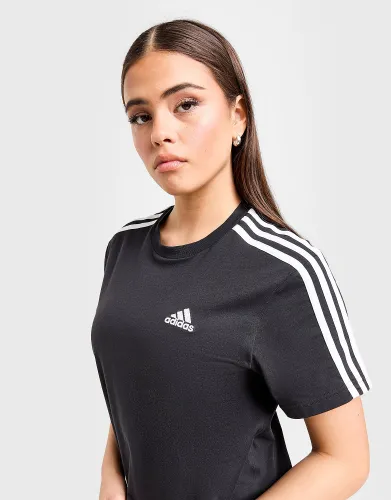 adidas 3-Stripes Badge of Sport Crop T-Shirt - Black  - Womens
