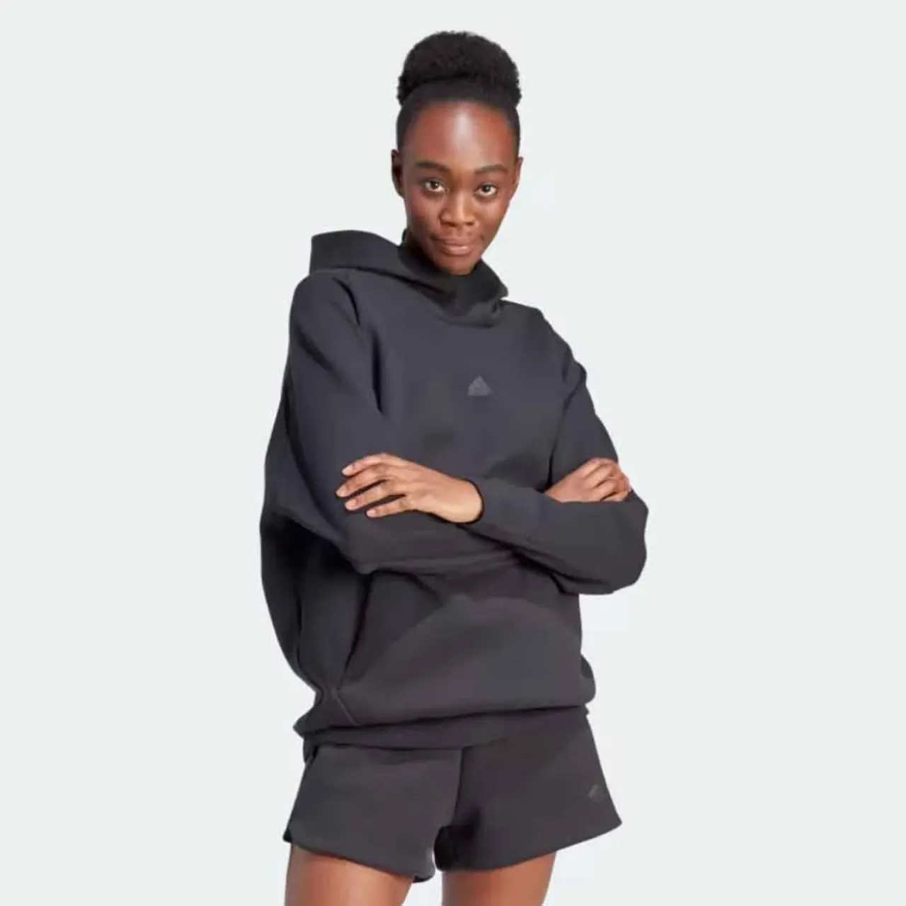 Adidas , Black Hoodie Z.n.e. Overhead Premium ,Black female, Sizes: