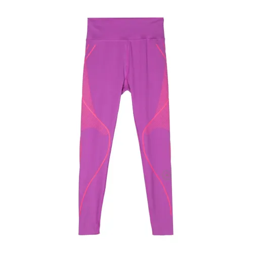 Adidas by Stella McCartney , Fuchsia Stripe Print High-Waisted Trousers ,Pink female, Sizes:
