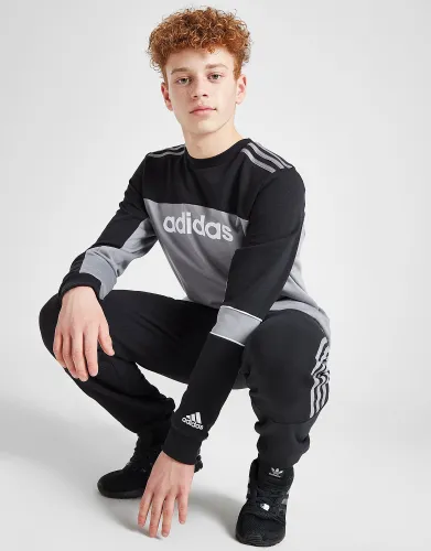 adidas Colour Block Crew Fleece Tracksuit Junior - Black