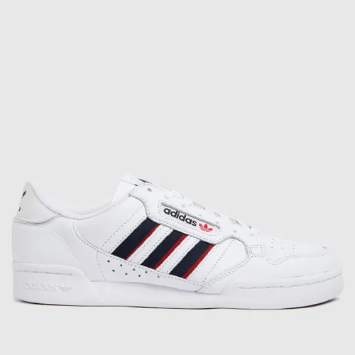 Adidas Continental 80 Stripe Trainers In White & Navy