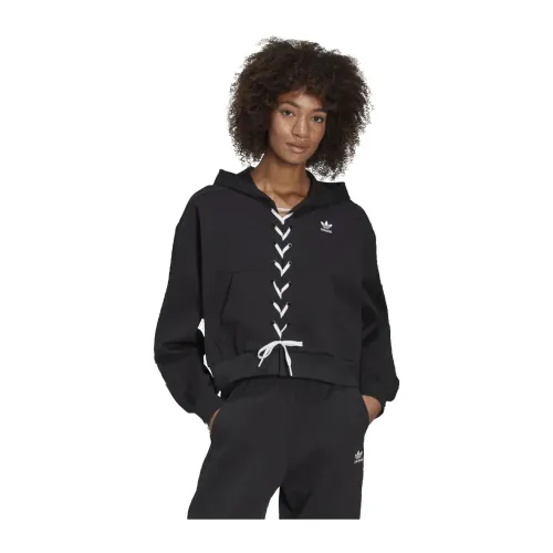 Adidas , Cozy Woman Hooded Sweatshirt ,Black female, Sizes: