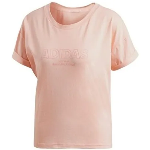 adidas  Ess Allcap Tee  women's T shirt in Pink
