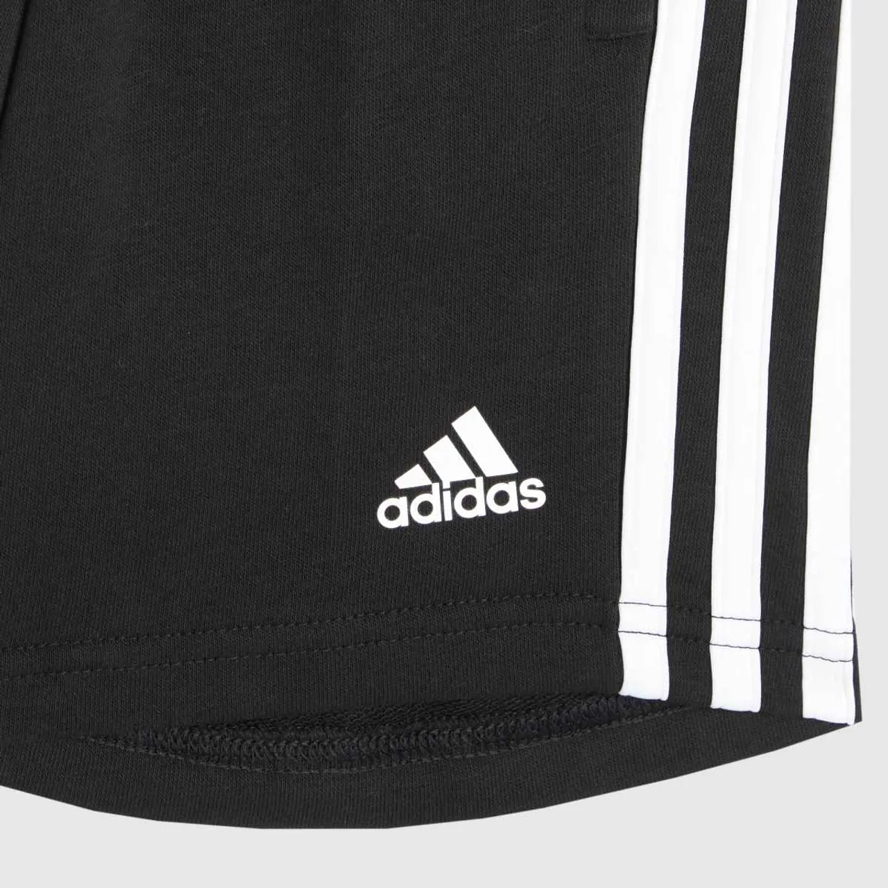 Adidas Essentials 3 Stripe Shorts In Black & White