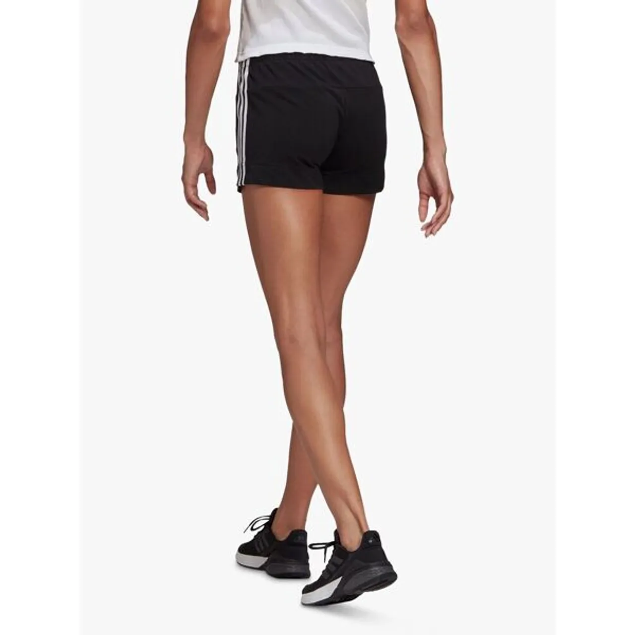 adidas Essentials Slim 3-Stripes Gym Shorts, Black/White - Black/White - Female