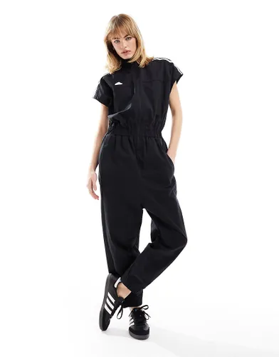 adidas Football Trio woven jumpsuit in black