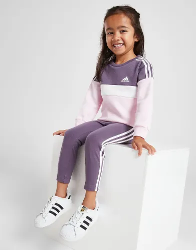 adidas Girls' 3-Stripes Colour Block Tracksuit Infant - Purple