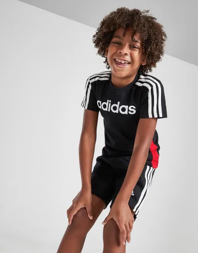 adidas Girls' Linear T-Shirt/Shorts Set Children - Black