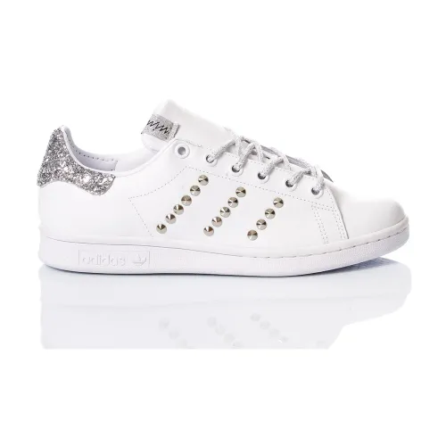 Adidas , Handmade Silver White Sneakers ,Multicolor female, Sizes: