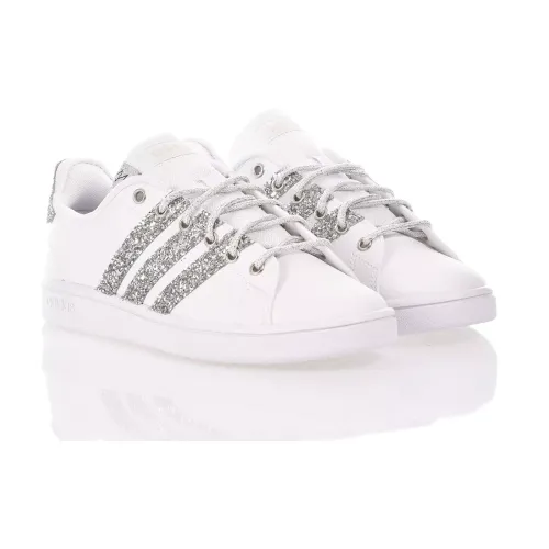 Adidas , Handmade Silver White Sneakers ,Multicolor female, Sizes: