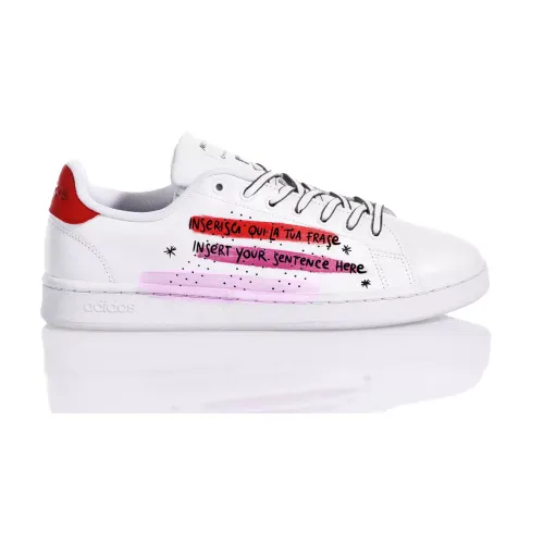 Adidas , Handmade White Red Sneakers ,Multicolor male, Sizes: