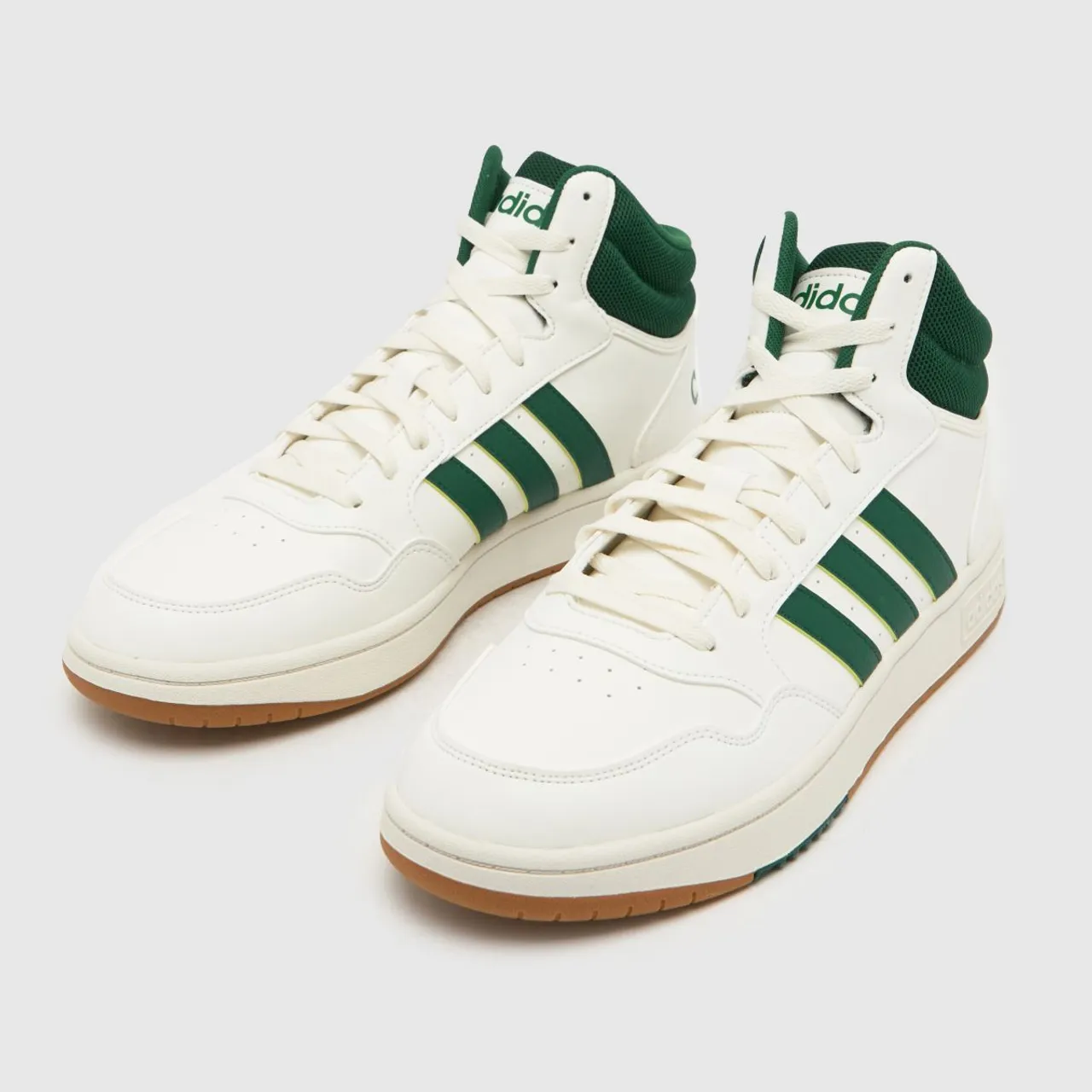 Adidas Hoops 3.0 Mid Trainers In White & Green