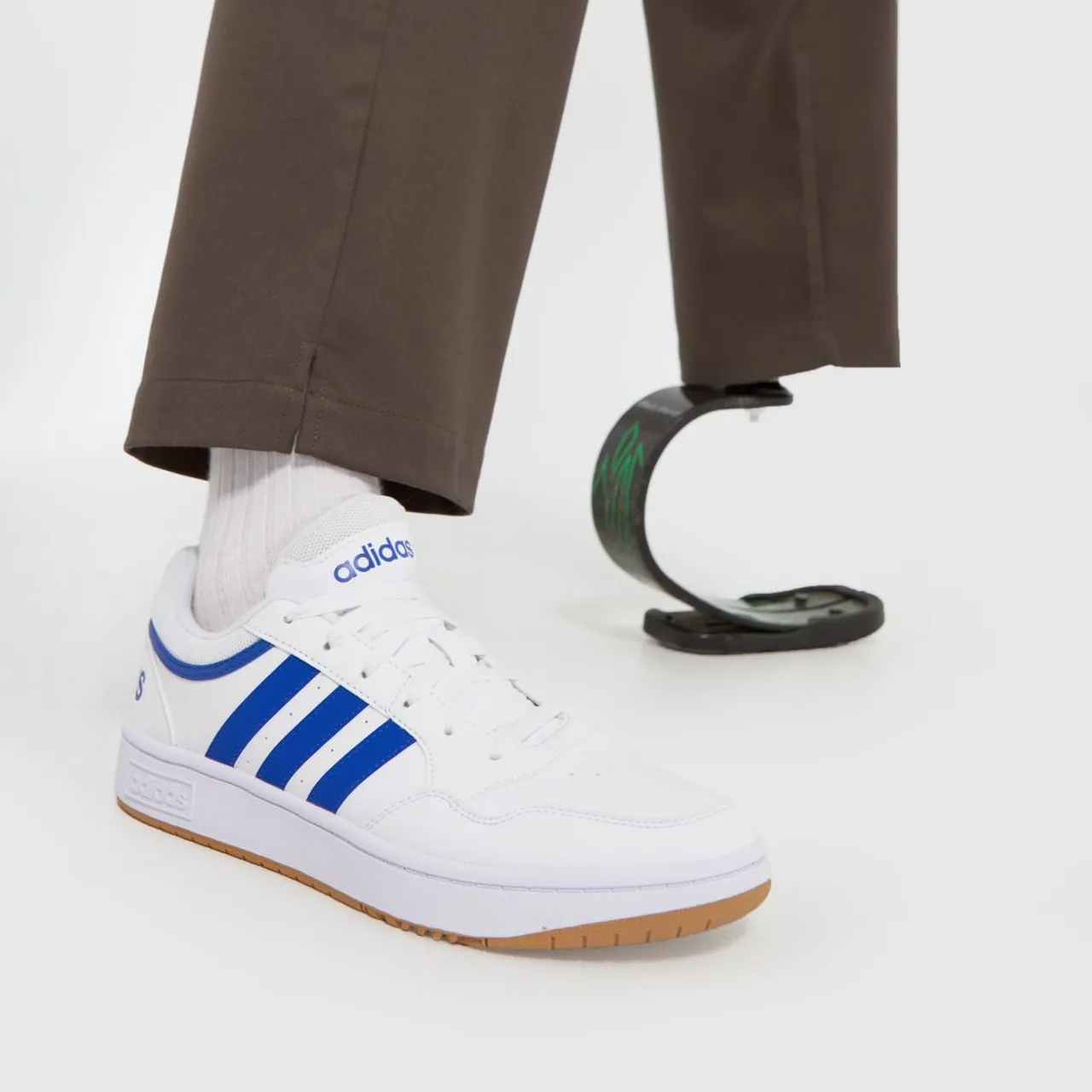 Adidas Hoops 3.0 Trainers In White & Blue