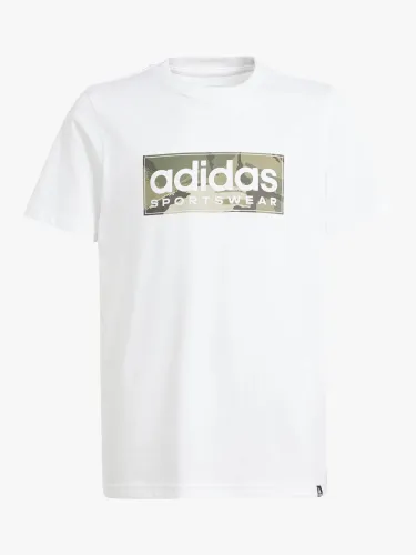 adidas Kids' Camo Logo T-Shirt - White - Male