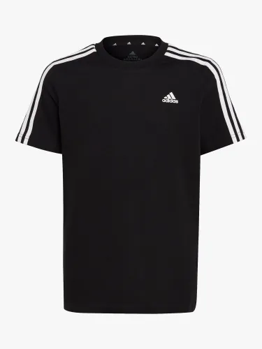 adidas Kids' Essentials 3 Stripes Logo T-Shirt, Black - Black - Male