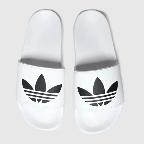Adidas Ladies White and Black Adilette Lite Slide Sandals