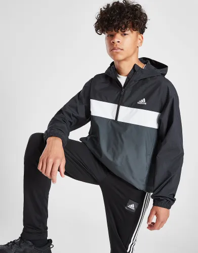 adidas Lightweight Colour Block Hooded Jacket Junior - Black
