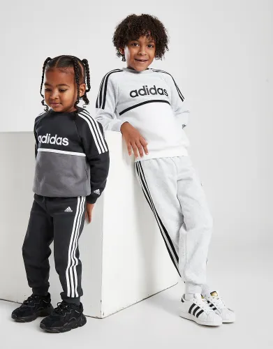 adidas Linear Colour Block Crew Tracksuit Children - Grey