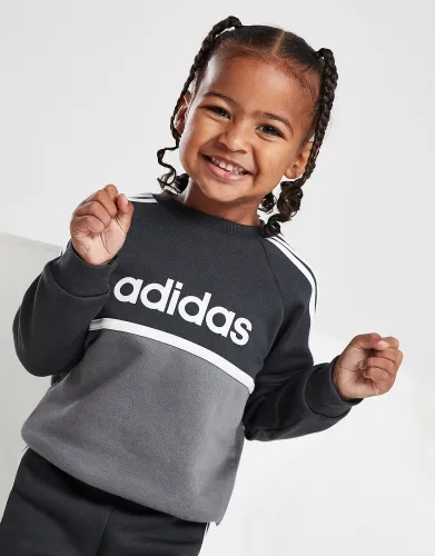 adidas Linear Colour Block Crew Tracksuit Infant - Black