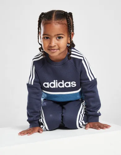 adidas Linear Colour Block Crew Tracksuit Infant - Blue