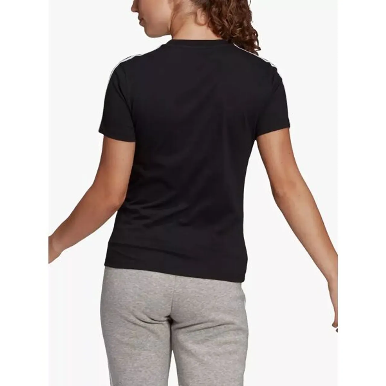 adidas LOUNGEWEAR Essentials Slim 3-Stripes T-Shirt - Black/White - Female