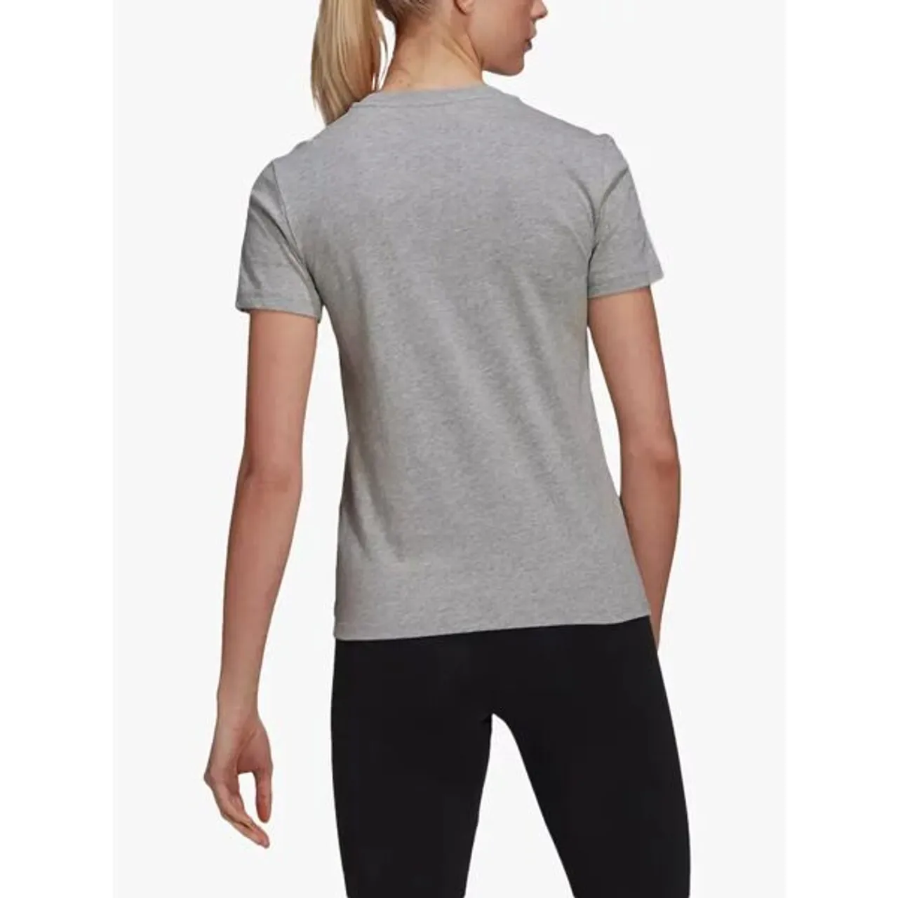 adidas LOUNGEWEAR Essentials Slim 3-Stripes T-Shirt - Medium Grey Heather/White - Female
