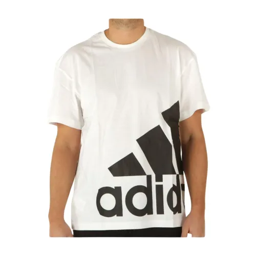 Adidas , Mens White Print T-shirt ,White male, Sizes: