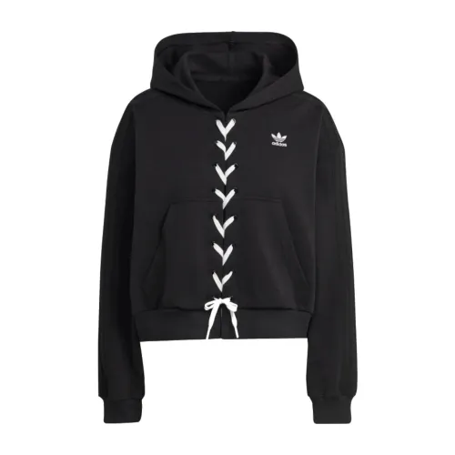 Adidas , Original and Modern Hoodie with Lace-Up Design ,Black female, Sizes: