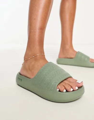 adidas Originals Adilette Ayoon slides in sage green-Silver
